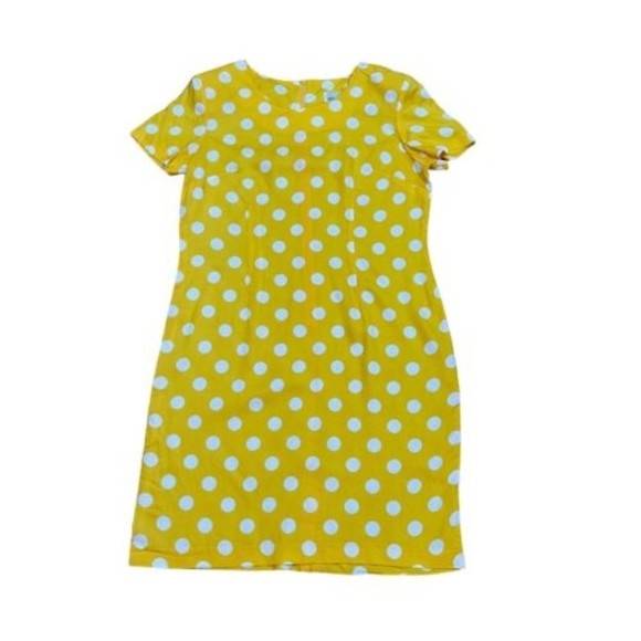 Vintage Retro Dress by Habits Size 14 Yellow Polka Dot Made in USA RUNS SMALL - Picture 2 of 16
